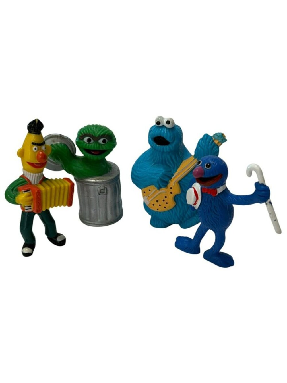LOT 4 Vintage 1982 Sesame Street PVC Band Figures Cookie Oscar Grover Bert Tara